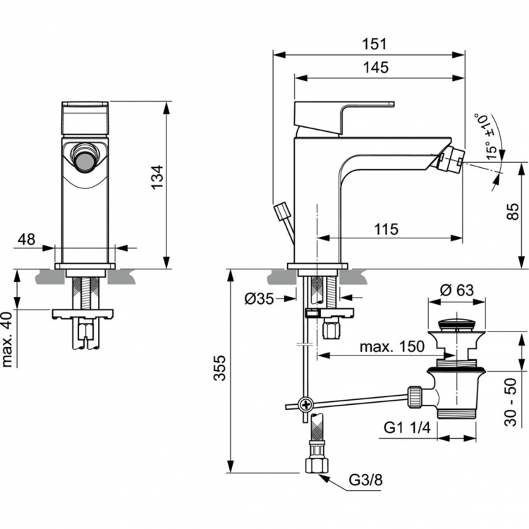 A7118AA Смеситель для биде Ideal Standard EDGE - Вид №10