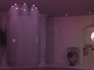 Круглая потолочная душевая головка из нержавеющей стали с хромотерапией