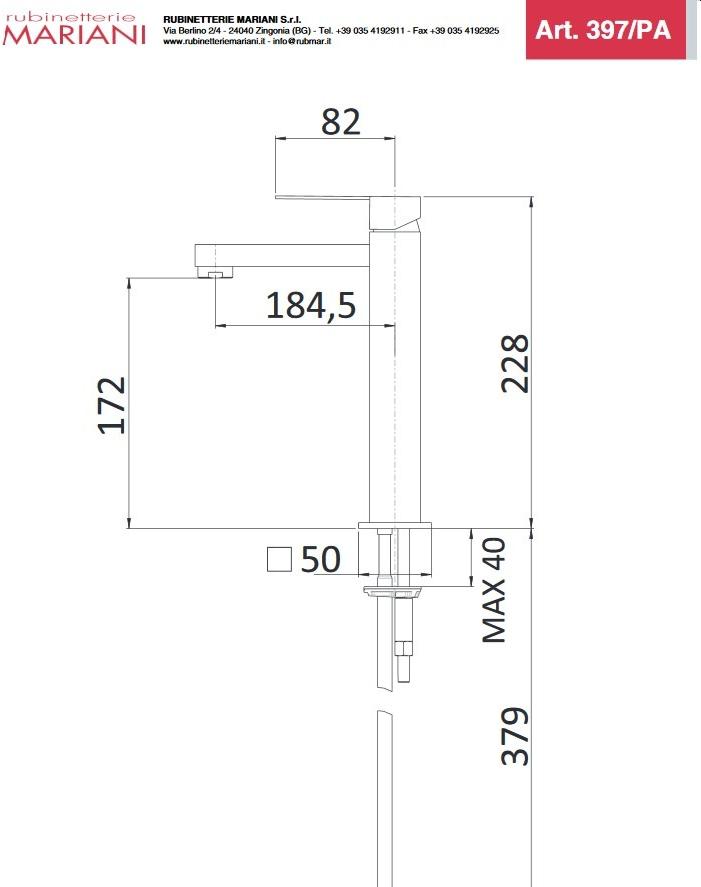 Rubinetterie Mariani Смеситель для раковины, однорычажный Polar 397/pa - Вид №1