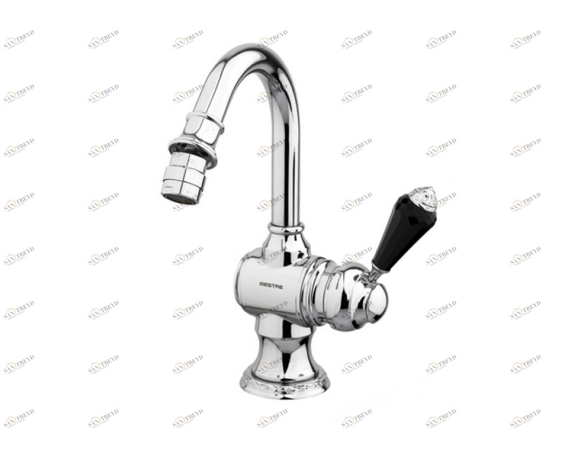 058223.FN0.00 Биде-монолевер с черными кристаллами swarovski Золото 24К Mestre Adriatica