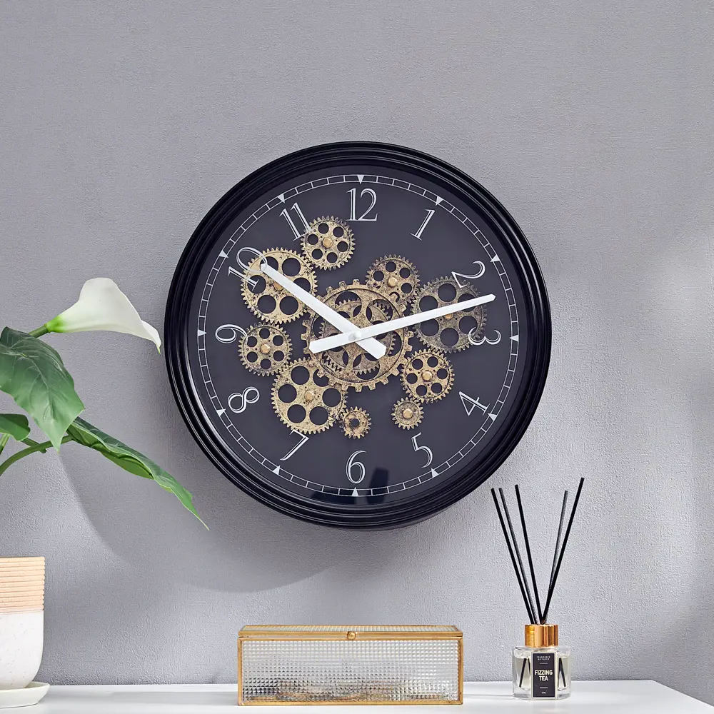Настенные часы Dream River Шестеренки - индустриальный стиль в черном металле 88909875 Осень STLM-0834293 - Вид №4