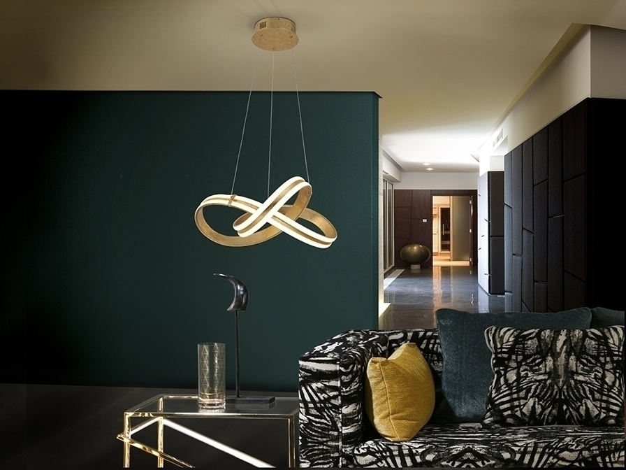 084274 Подвесной светильник Ø46 золотая фольга Schuller Lazas  - Вид №1