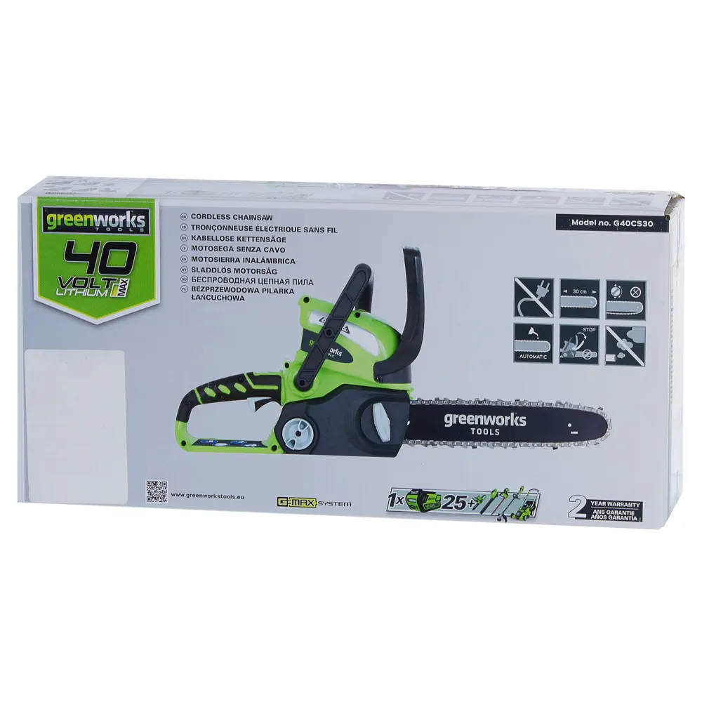 Аккумуляторная пила GreenWorks 20077UB, 40 В шина 30 см АКБ и ЗУ в комплекте 18802669 STLM-2132306  - Вид №7