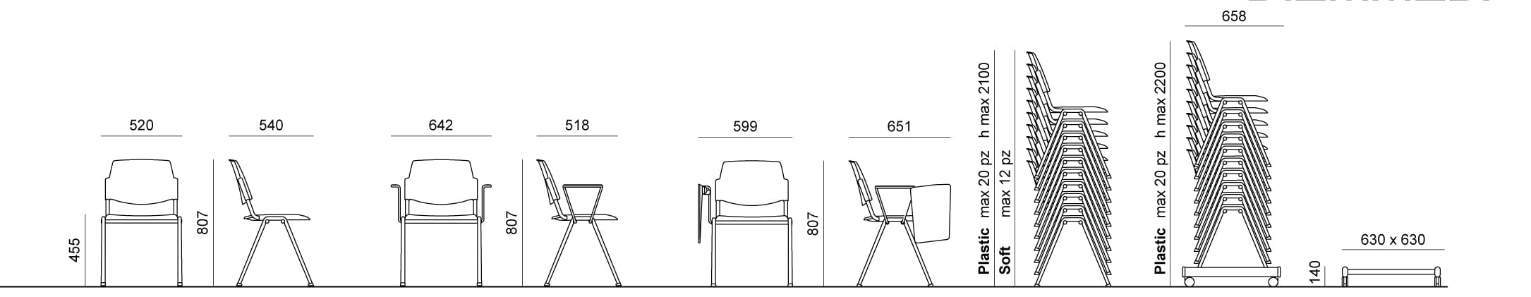 Мягкий штабелируемый стул Diemmebi Volée ARCH-00073090 - Вид №2
