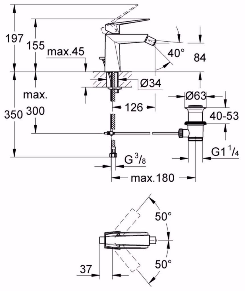 Смеситель для биде GROHE Allure Brilliant с донным клапаном, хром (23117000) - Вид №1