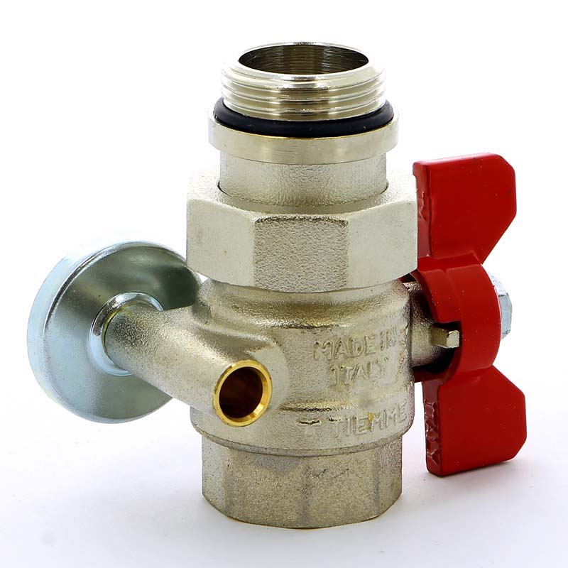 Кран шаровой НВ с разъемным соединением с термометром для коллектора бабочка TIEMME 1" бабочка красная 2120043 - Вид №2