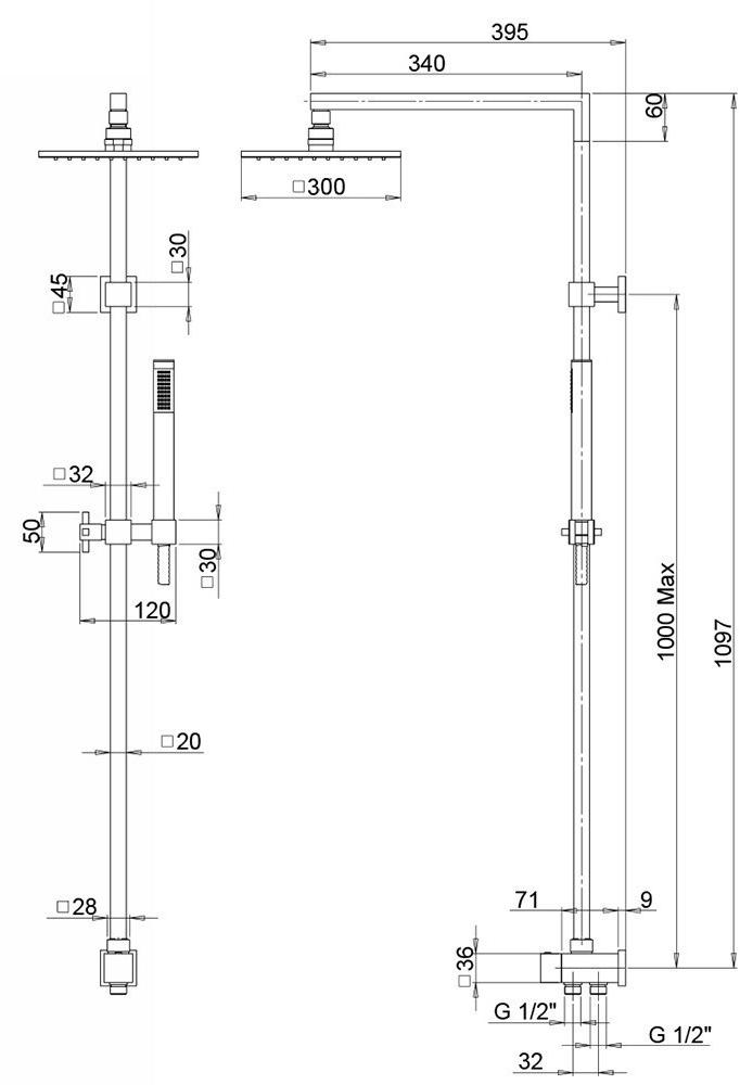 Paini RSQ4 50CR191ARQ2P3 душевая система  - Вид №2