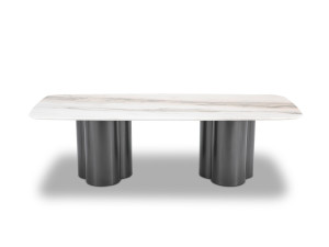 Прямоугольный обеденный стол из мрамора и нержавеющей стали