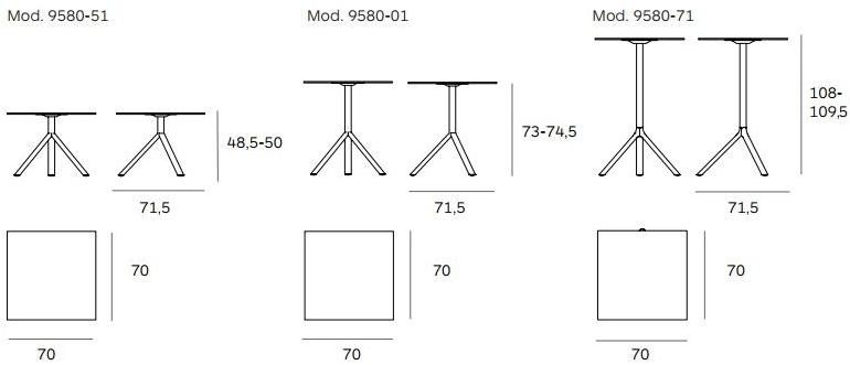 Plank Квадратный складной стальной стол Miura sun-id-1384799 - Вид №3