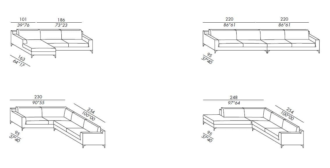 Тканевый диван с полуостровом Meridiani Prince ARCH-00114477 - Вид №3
