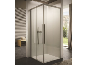 Квадратная стеклянная душевая кабина с раздвижной дверью