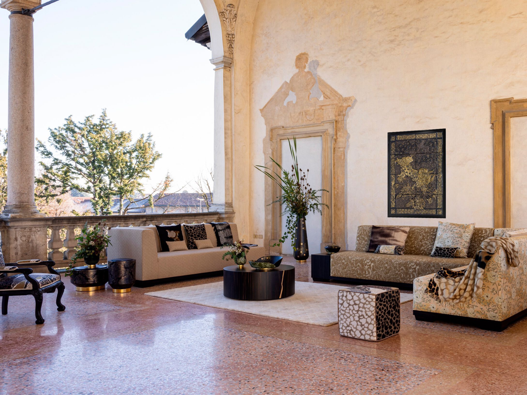 Квадратная подушка с цветочным рисунком K-3 Tora ARCH-00092662 - Вид №2