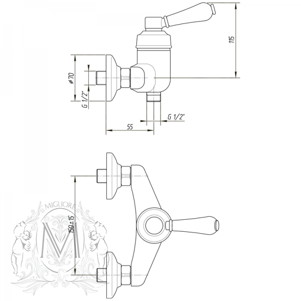 Смеситель MIGLIORE Ermitage ML.ERM-7038.BI.CR для душа, хром  - Вид №3