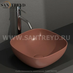 B6Q38MT Накладная раковина на столешницу  квадратная Ceramica Globo T-EDGE