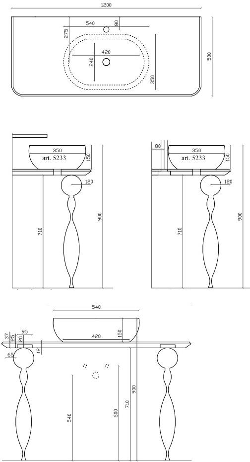 GALASSIA Консоль для умывальника из лакированного стекла Midas sun-id-1368224 - Вид №2