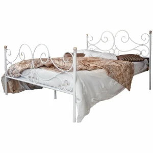 Кованая двуспальная кровать 160х200 с двумя спинками белая "Верона" FRANCESCO ROSSI ВЕРОНА 134688 Белый