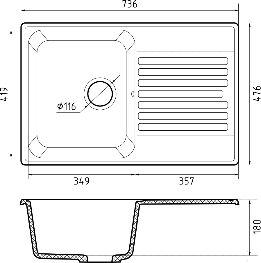 Кухонная мойка 78 GRANFEST QUARZ - Вид №1