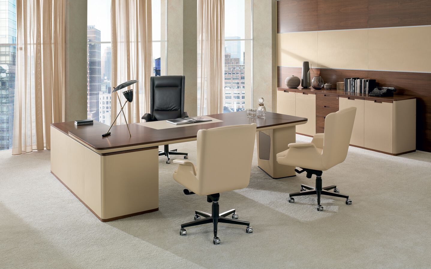 Вращающееся офисное кресло из кожи и дерева с подлокотниками i 4 Mariani ARCH-00111277 - Вид №4