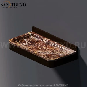 Agape MEMORY Полка 24 см из коричневого мрамора в темном бронзовом каркасе AMEM852BRED