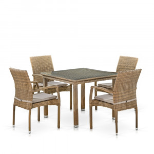 T257B/Y379B-W65 Light Brown Комплект плетеной мебели (4+1) Afina