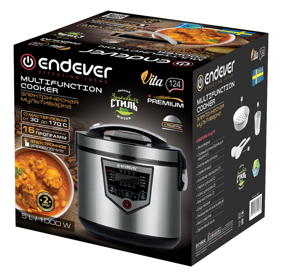 9091424 Мультиварка Endever Vita-124 серебристый STDN-0084424 - Вид №3