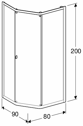4983012809 Душевая стенка IDO Showerama 8-3 для пятиугольного душа, 800x900 мм  - Вид №4