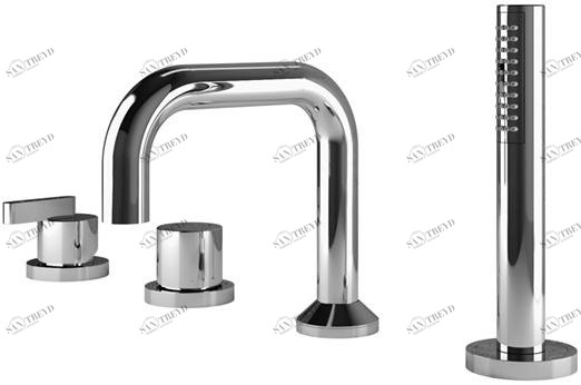 GEDA Смеситель из латуни на 4 отверстия с переключателем и ручным душем Koè B4k Santreyd