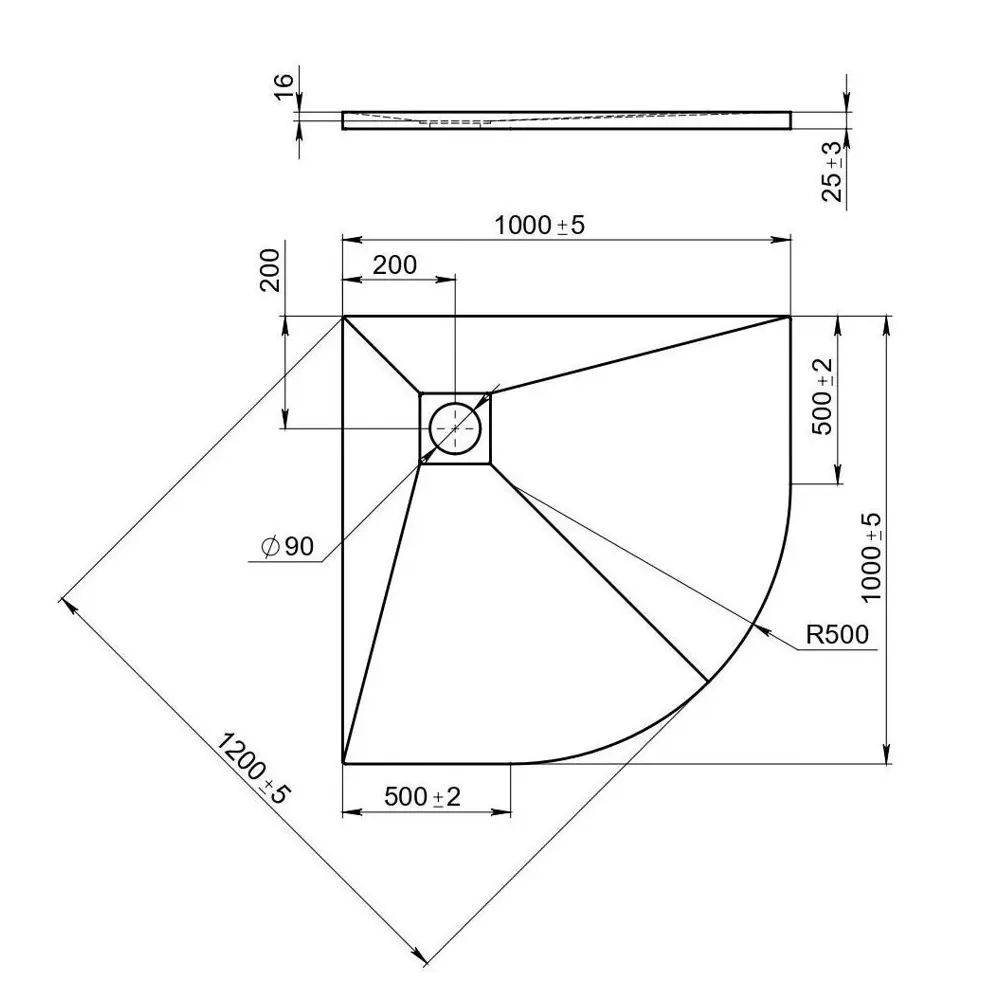 Душевой поддон Keram искусственный камень 1/4 круга 100x100 см цвет черный 86523706 STLM-2075740 Santreyd - Вид №4