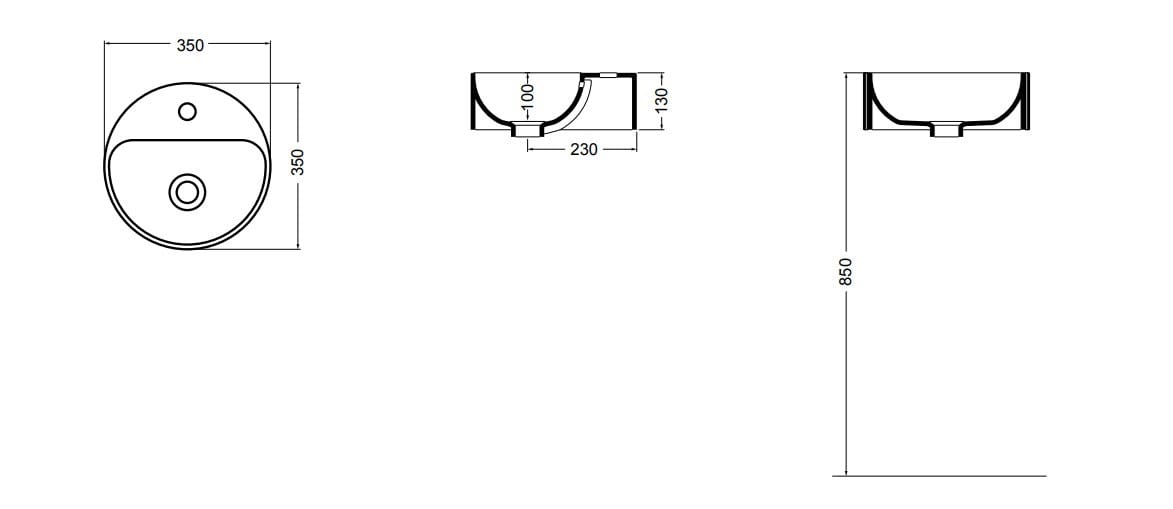 Круглая керамическая столешница для рук Axa Prisma Sink Bowl Normal ARCH-00013970 - Вид №1