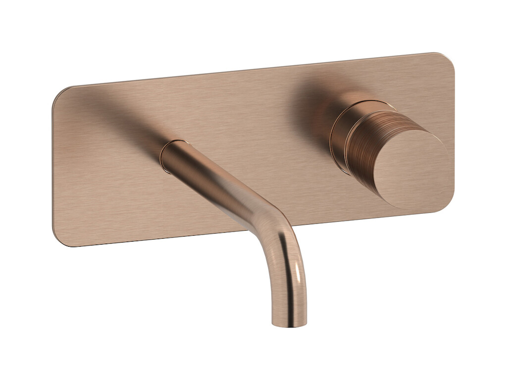 Встроенный в стену смеситель для раковины на 2 отверстия в комплекте с донным клапаном WE ARE IB vn397os Brushed Rose Gold Vinile