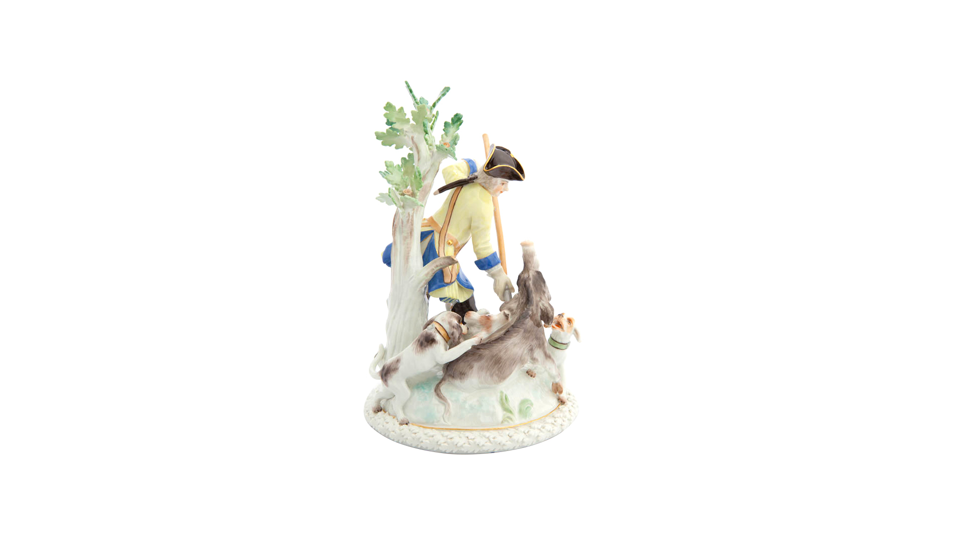 10593777 Meissen Фигурка 23x14x14см "Охотник с собаками на охоте на кабана" (И.-И.Кэндлер, 1739 г.) Фарфор  - Вид №1