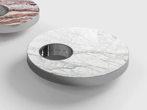 Мраморный низкий круглый журнальный столик