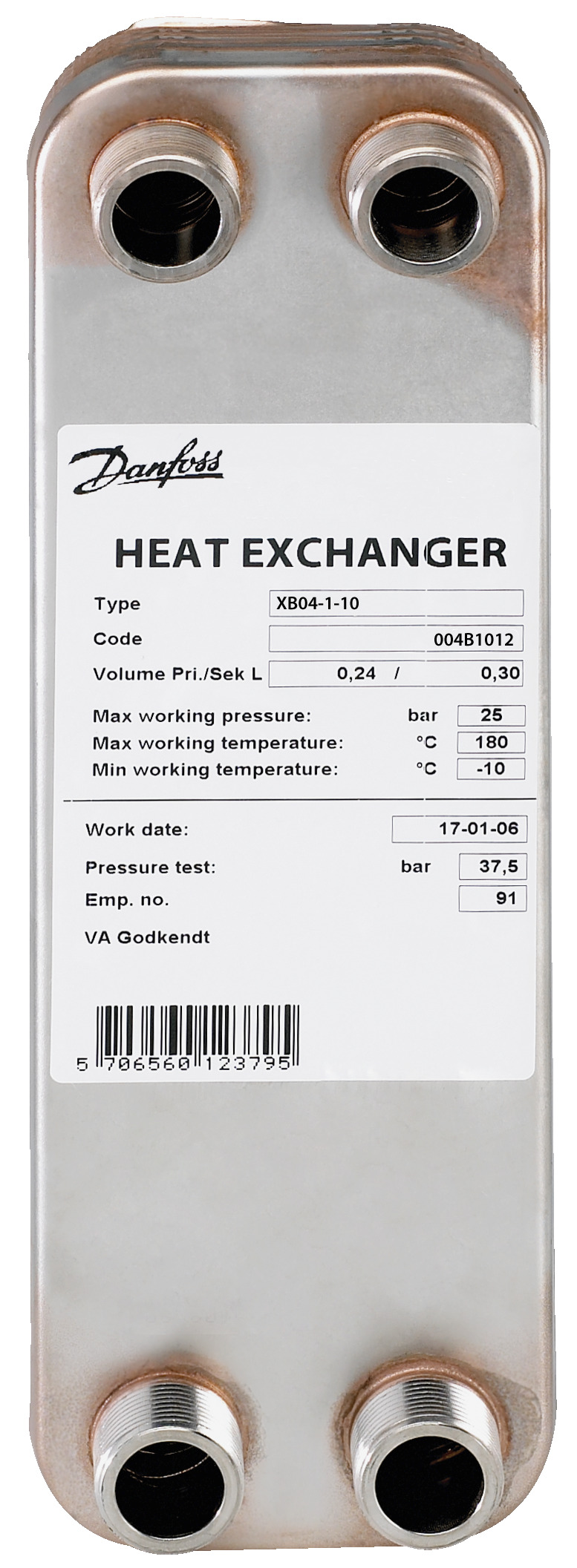Danfoss Паяный пластинчатый теплообменник серии XB04 XB 04-1 40 паяный пластинчатый теплообме 004B1023  - Вид №1