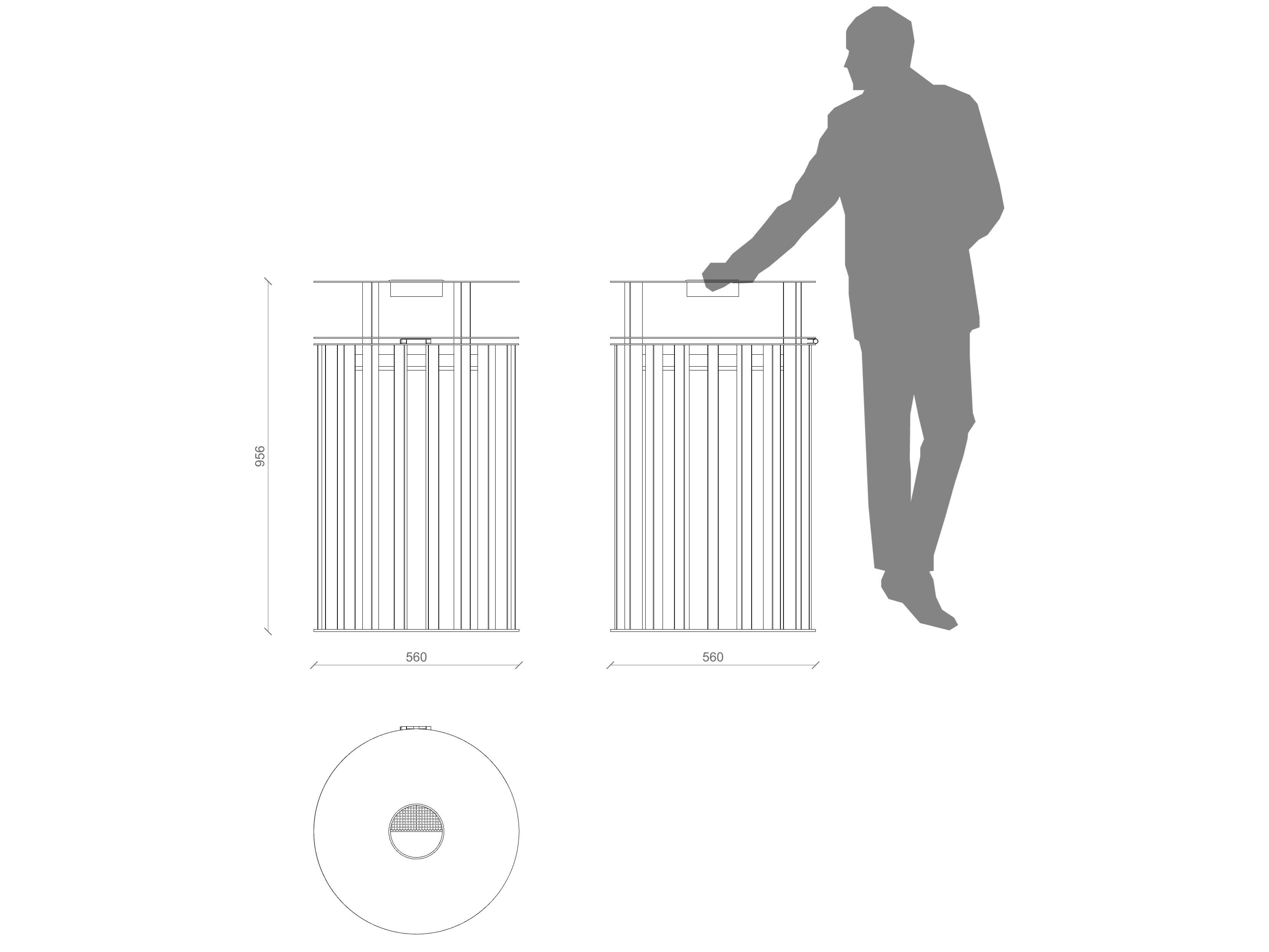 Оцинкованная стальная корзина для мусора с пепельницей Lazzari Динамо ARCH-00058102 - Вид №18