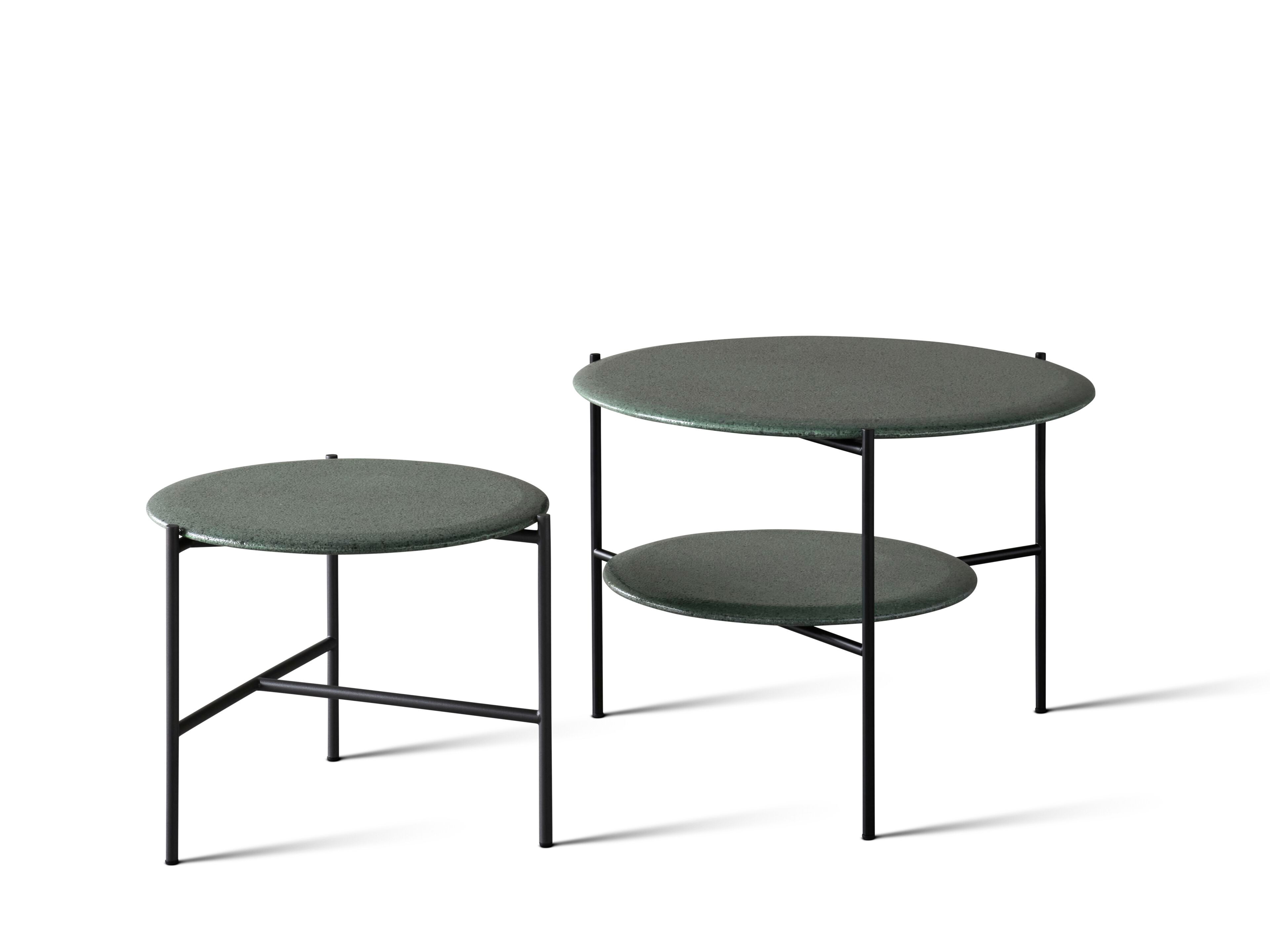 Круглый стол для сада из лавового камня и оцинкованного металла Meridiani FABIEN OPEN AIR ARCH-00056200