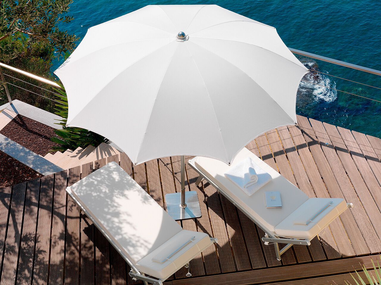 Зонтик из анодированного алюминия и акриловой ткани Crema Outdoor NARCISO ARCH-00037006