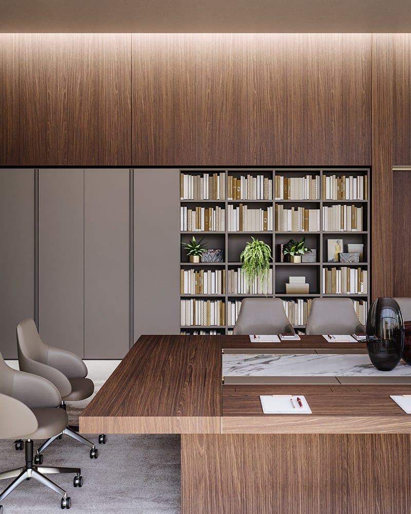 Прямоугольный стол для собраний из ореха и стеклянной столешницы PROF Bespoke ARCH-00097913 - Вид №5