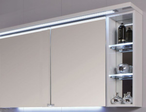 S2A43926R(121) Puris Crescendo, зерк. шкаф (2 двери) c LED подсветкой 900 мм правый, цвет антрацит высокоглянц.