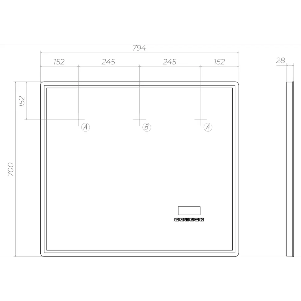 Зеркало для ванной Vigo Milos Media с подсветкой и подогревом 80x70 см STLM-2075931 - Вид №9