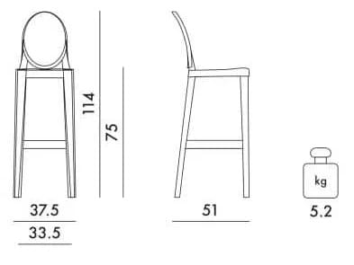 Высокий стул из поликарбоната Kartell Ghost ARCH-00137225 - Вид №54