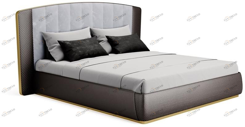 SM Living Couture Двуспальная кровать из кожи и бархата с мягким изголовьем Couture Bed_02