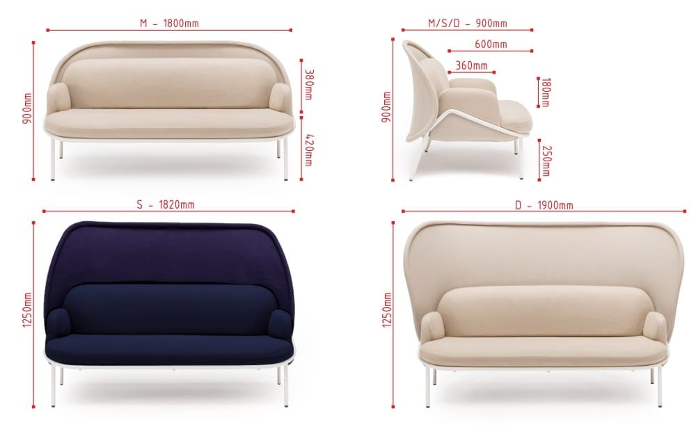 2-местный тканевый диван с огнестойкой обивкой MDD сетка ARCH-00081575 - Вид №5