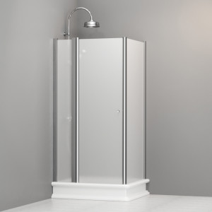 9141S0 Душевая кабина DX с распашной дверью и фиксированной боковой частью для душевого поддона 80*96 DX открывание со стороны 96, цвет Хромированный Kerasan RETRO Италия