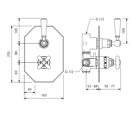 Смеситель для душа с 2 отверстиями и переключателем Park Avenue Astaire ARCH-00092419 - Вид №2