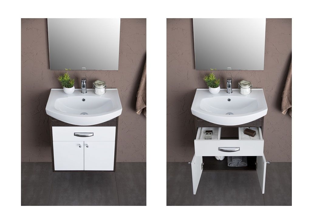 Мебель для ванной Aquanet Грейс 60 дуб кантербери/белый (1 ящик, 2 дверцы) 00198801 - Вид №6