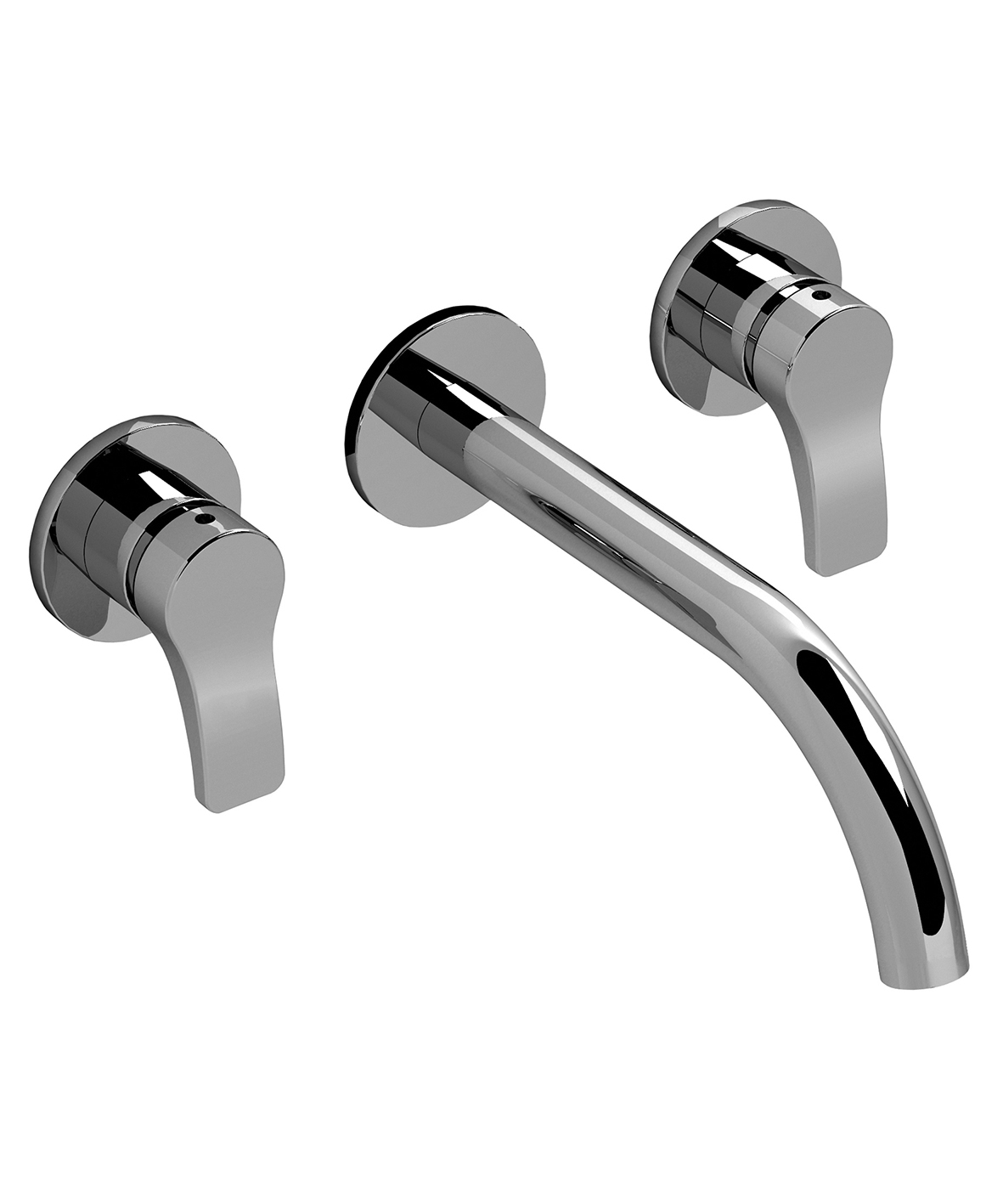 B913B+R010A  Смеситель из стены для раковинывылет 20 см ручки ограничитель потока воды до 5 л/мин при 3 бар картридж керамический 90° впуски 1/2'' без донного клапана Fantini Rubinetti AL/23