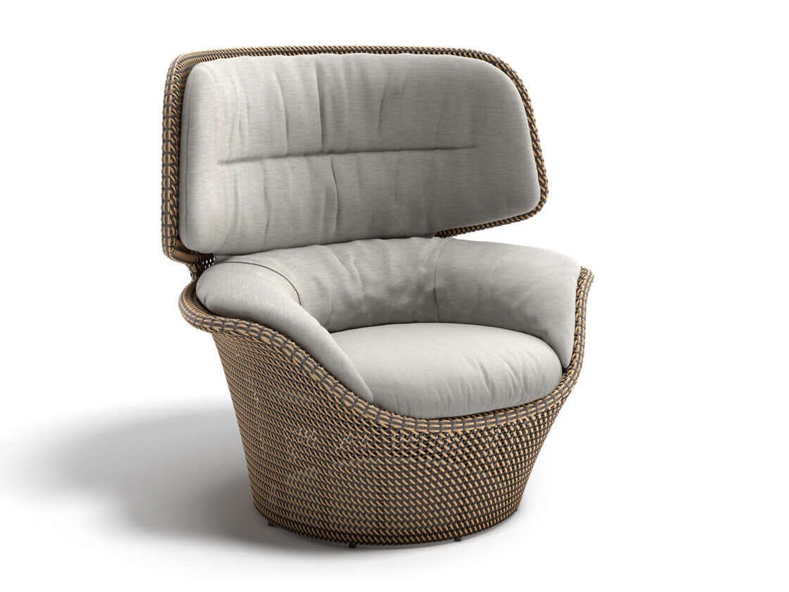 Садовое кресло из волокна и ткани с высокой спинкой DEDON SEASHELL GRAND ARCH-00034833