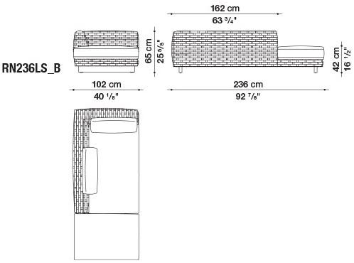 B&B Italia Outdoor Текстильный диван с шезлонгом Ray outdoor sun-id-1367309 - Вид №4