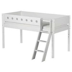 Кровать Flexa White с наклонной лестницей, 200 см, белая