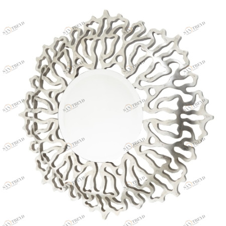 Зеркало большое круглое хромированное в резной раме Bailen PUSHA ДИЗАЙНЕРСКИЕ 062633 Хром 